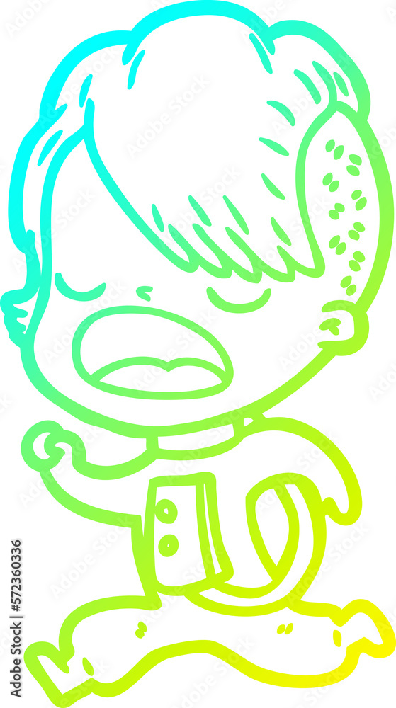 cold gradient line drawing cartoon cool hipster girl in space suit cold gradient line drawing cartoon cool hipster girl in space suit