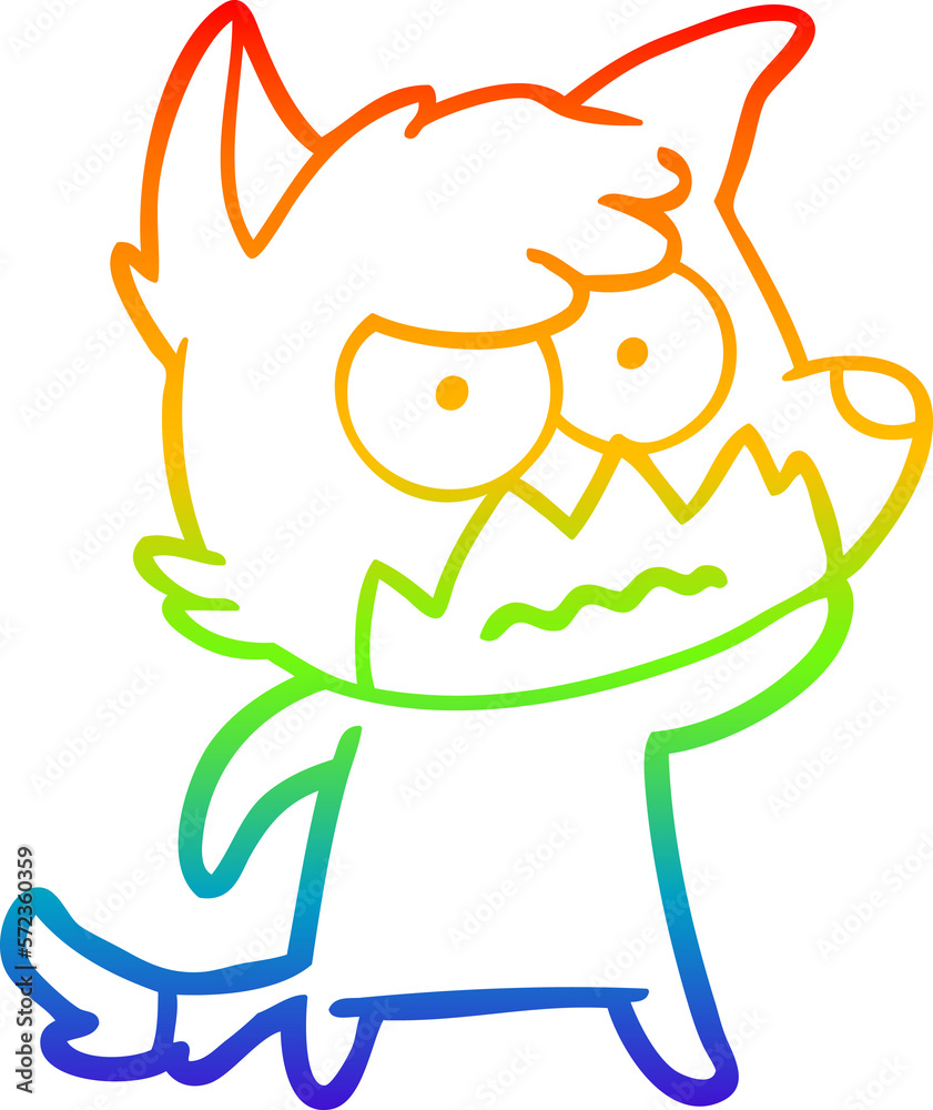 rainbow gradient line drawing cartoon annoyed fox rainbow gradient line drawing cartoon annoyed fox