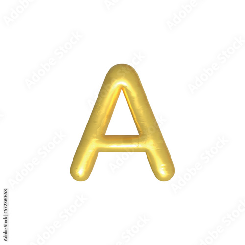A gold isolated alphabet letters. Gold yellow metallic letter. Alphabetical font. Foil symbol. Bright metallic 3D, realistic vector illustration