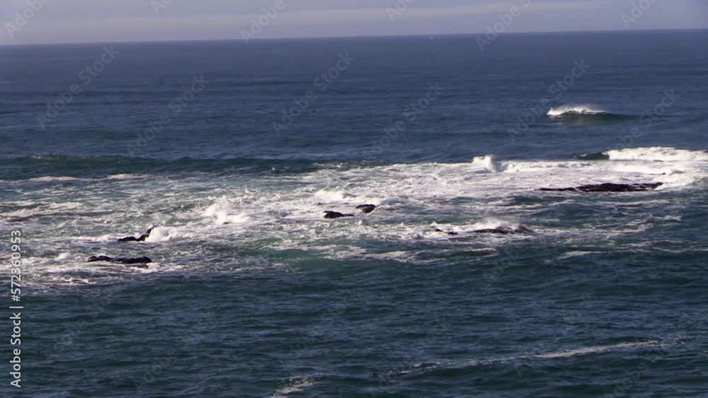 Rolling waves roll over large rocks off of Devils Punch Bowl Oregon in the Pacific Northwest Ocean. The 60 fps provide flexibility for speed and fps adjustments
Rolling waves roll over large rocks off of Devils Punch Bowl Oregon in the Pacific Northwest Ocean. The 60 fps provide flexibility for speed and fps adjustments