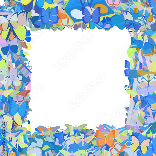 Background pattern abstract design texture. Border frame, transparent background. Theme is about salon, silhouette, art, exotic, various, tropical, summer, Butterfly, nail polish, maquillage