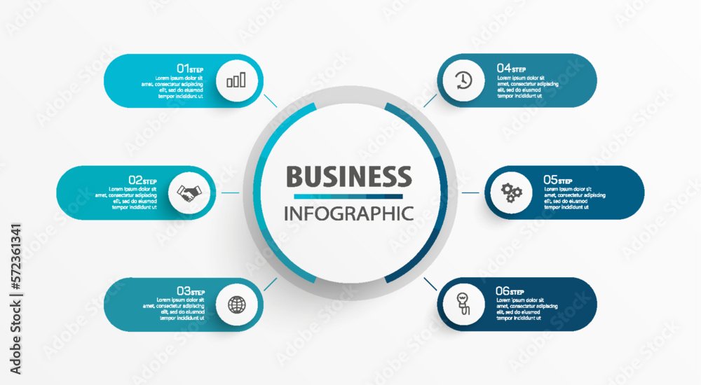 Business vector infographic template with 6 options or steps. Can be used for workflow layout, diagram, annual report, web design Business vector infographic template with 6 options or steps. Can be used for workflow layout, diagram, annual report, web design