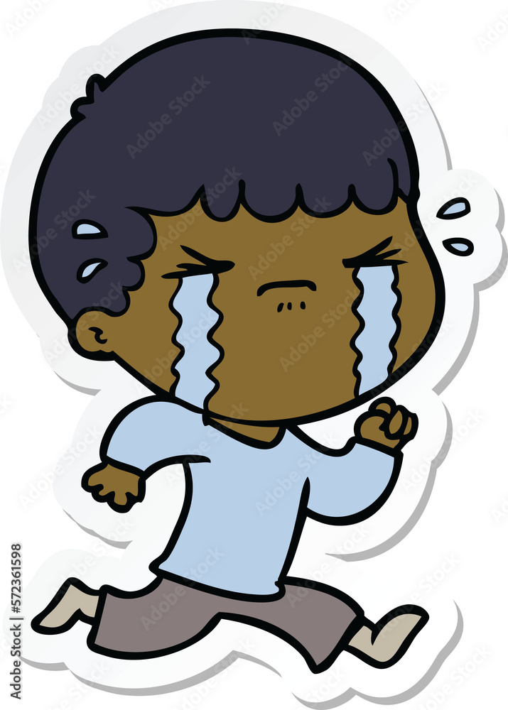 sticker of a cartoon man crying sticker of a cartoon man crying