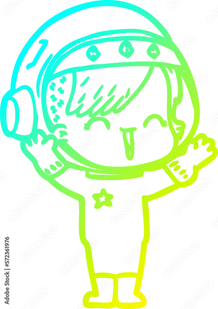 cold gradient line drawing cartoon laughing astronaut girl cold gradient line drawing cartoon laughing astronaut girl