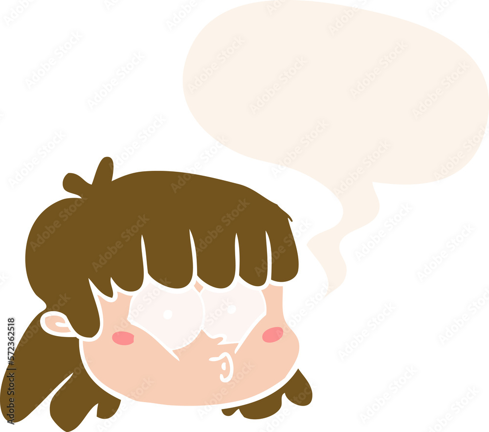 cartoon female face and speech bubble in retro style cartoon female face and speech bubble in retro style