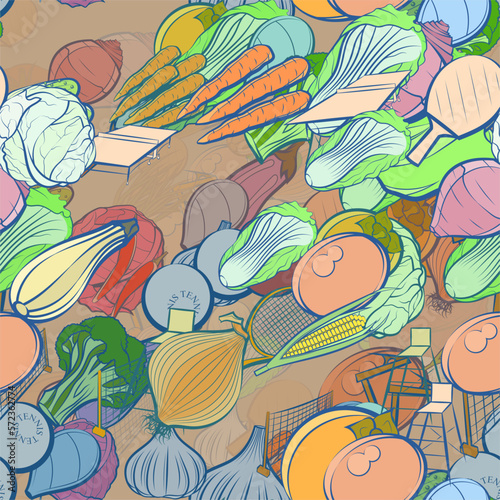 Background pattern abstract design texture. Seamless. Tennis and Health food. Theme is about clip, beet, tennis balls, observer, chair, pimples, cleaned up, inventory, white, Chinese cabbage
