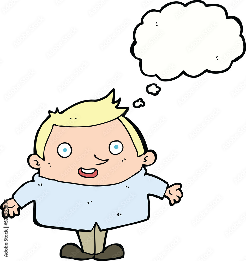 cartoon happy man with thought bubble cartoon happy man with thought bubble