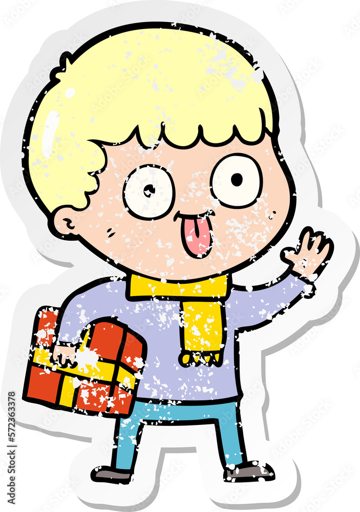 distressed sticker of a cartoon man staring distressed sticker of a cartoon man staring