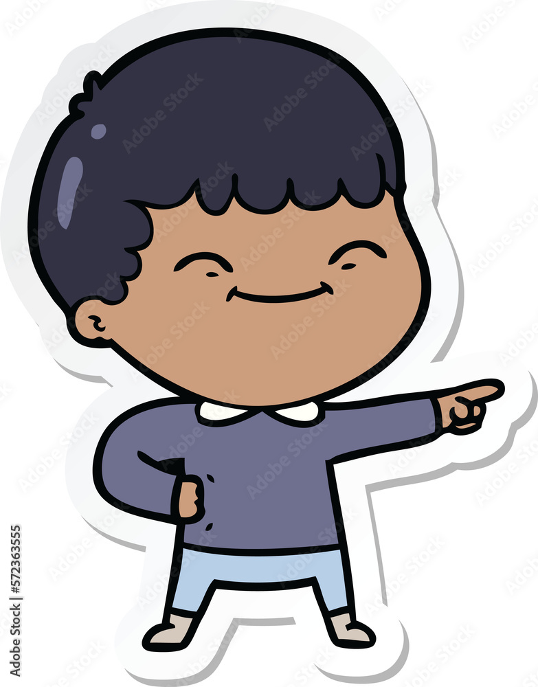 sticker of a cartoon happy boy sticker of a cartoon happy boy