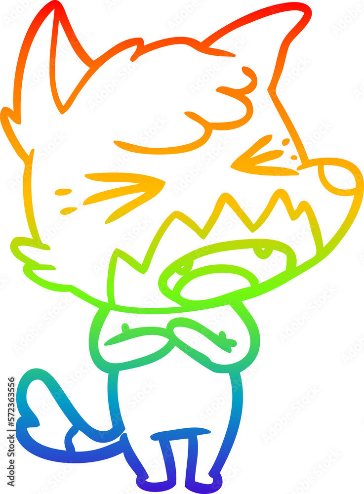 rainbow gradient line drawing angry cartoon fox rainbow gradient line drawing angry cartoon fox