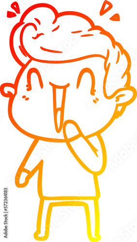 warm gradient line drawing cartoon excited man