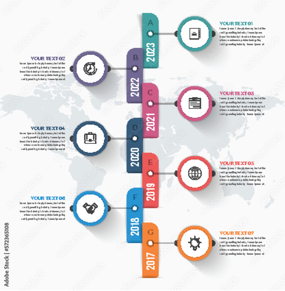Timeline infographic concept data diagram with 7 options Stock Vector ...