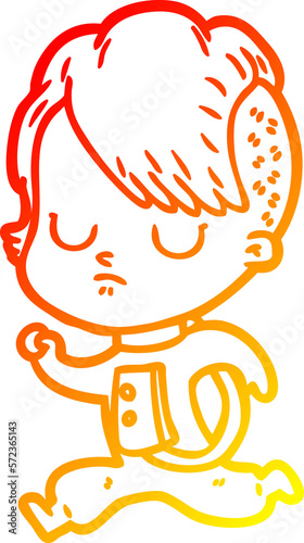 Wallpaper Mural warm gradient line drawing cartoon woman Torontodigital.ca