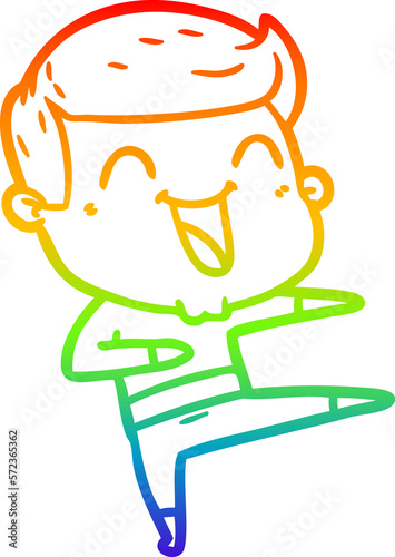 rainbow gradient line drawing cartoon man laughing