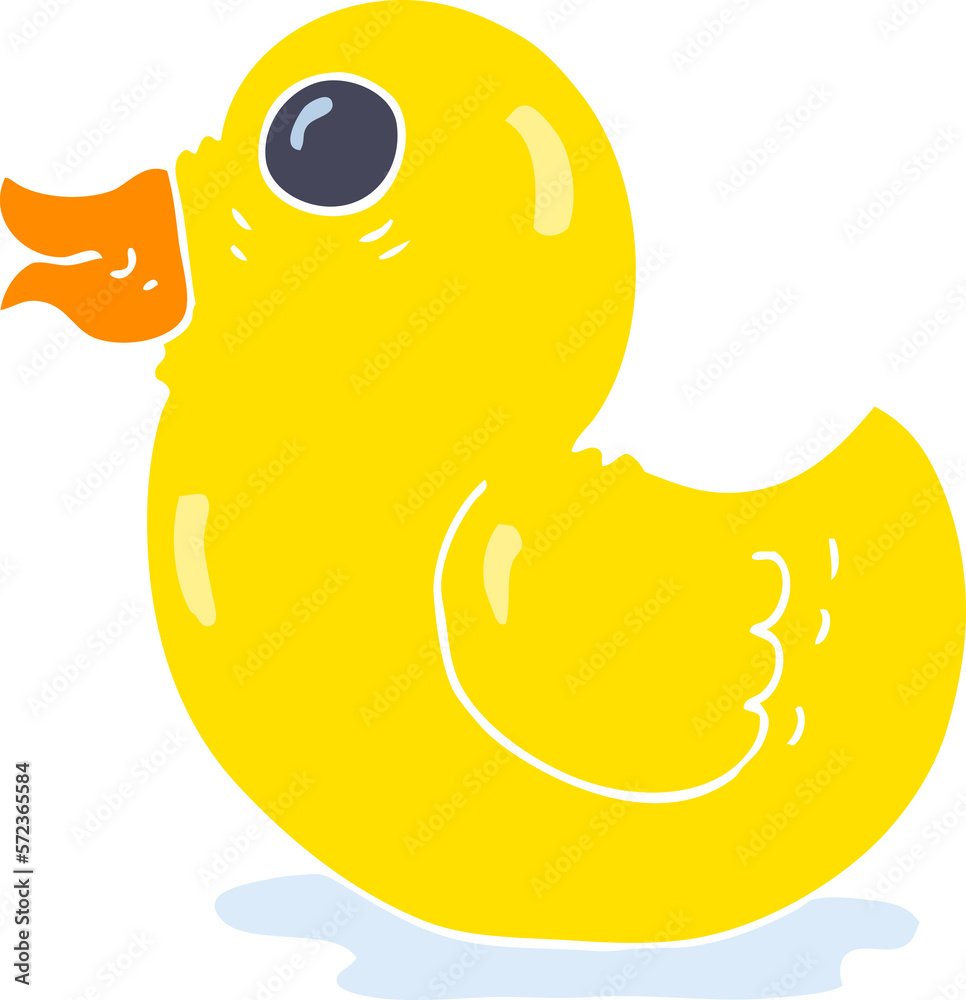 flat color illustration of a cartoon rubber duck flat color illustration of a cartoon rubber duck
