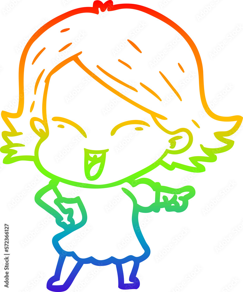 rainbow gradient line drawing happy cartoon girl rainbow gradient line drawing happy cartoon girl