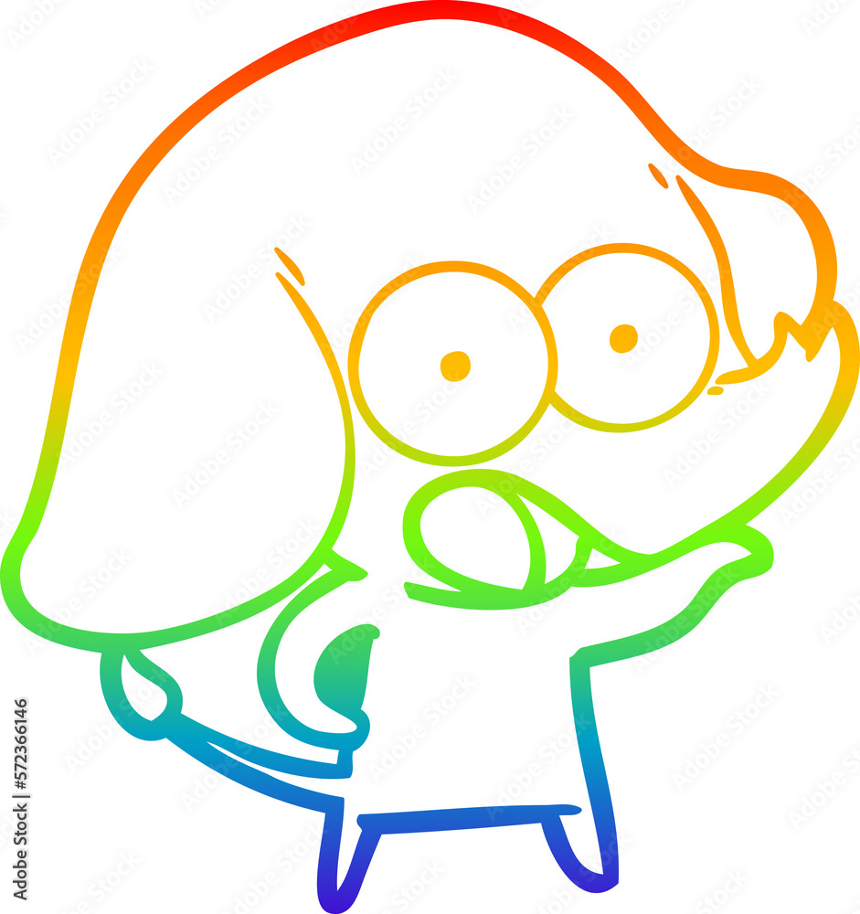 Obraz premium rainbow gradient line drawing cute cartoon elephant