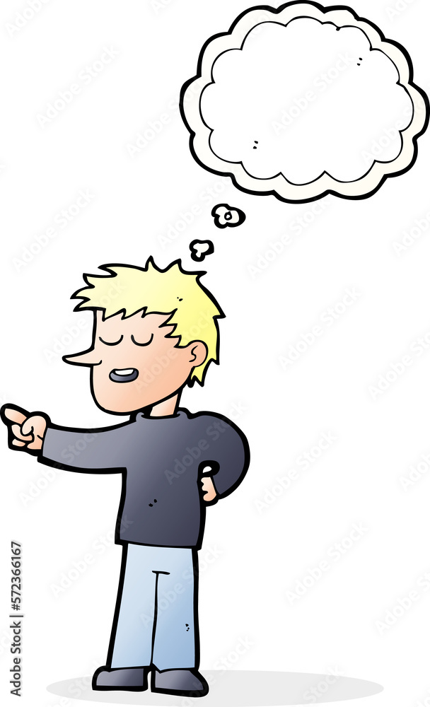 cartoon man pointing with thought bubble cartoon man pointing with thought bubble