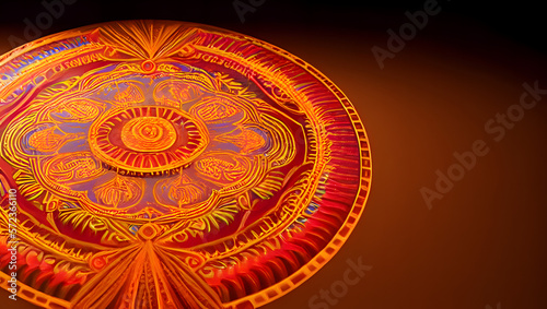 A stunning and intricate sand mandala, with perfect lighting and sharp details to showcase the artist's skill with Generative AI