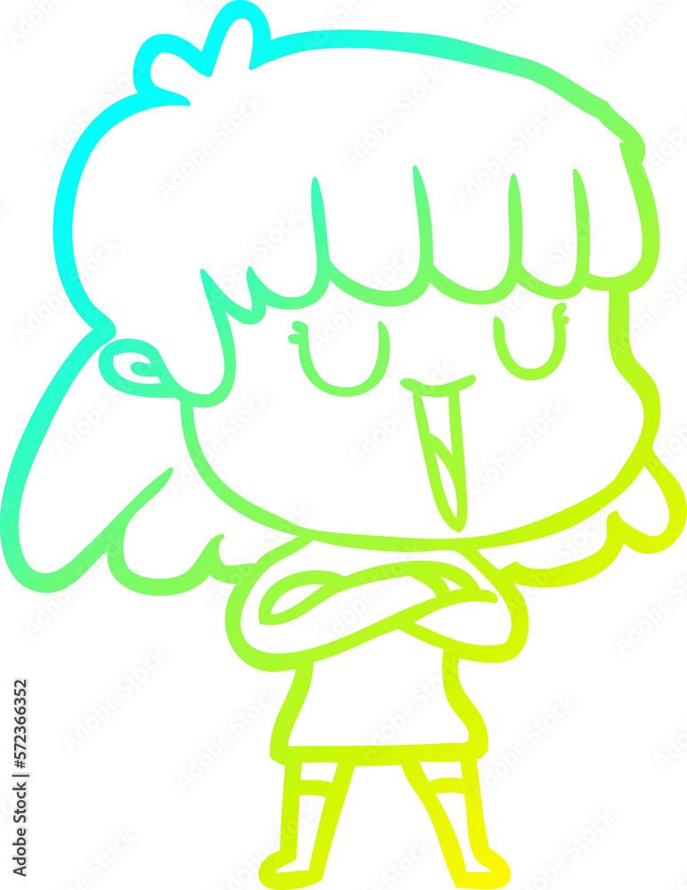 cold gradient line drawing cartoon woman