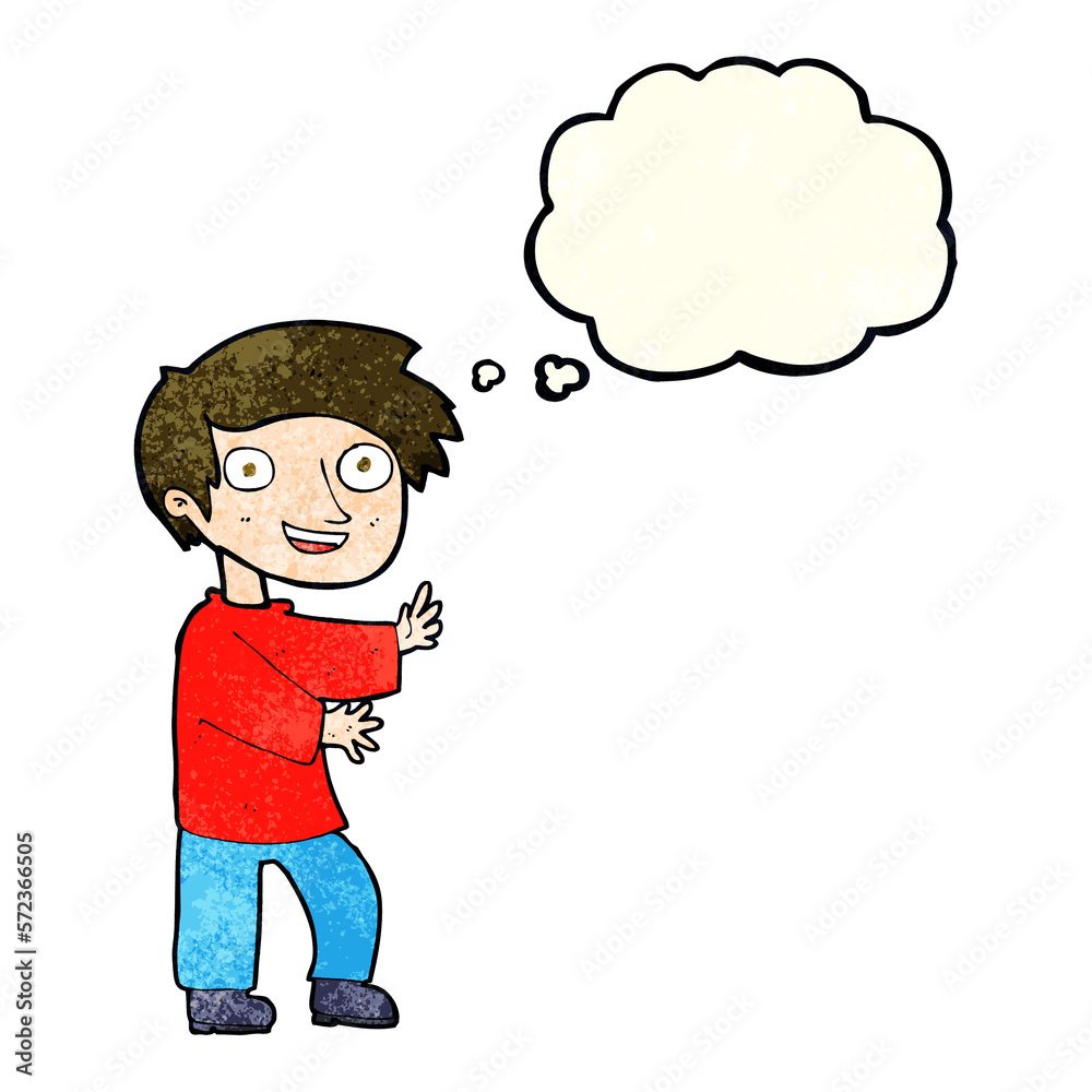 cartoon excited boy with thought bubble cartoon excited boy with thought bubble
