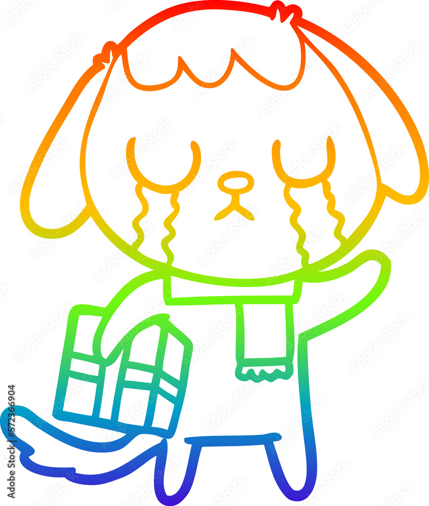 rainbow gradient line drawing cute cartoon dog crying rainbow gradient line drawing cute cartoon dog crying