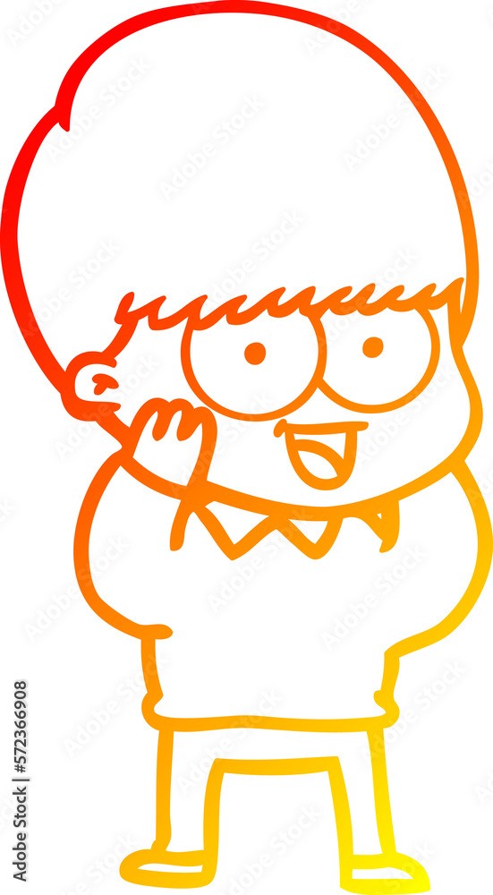 warm gradient line drawing happy cartoon boy warm gradient line drawing happy cartoon boy