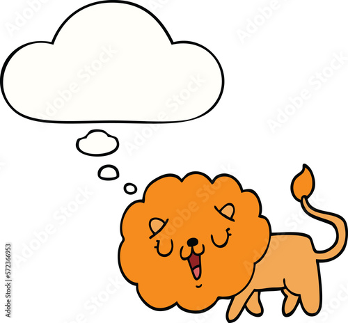 cute cartoon lion and thought bubble © lineartestpilot