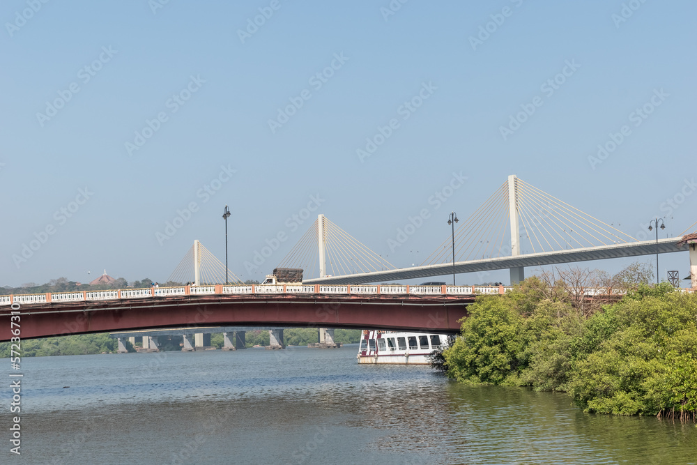 Bridges across the Mandovi river in the city of Panaji.