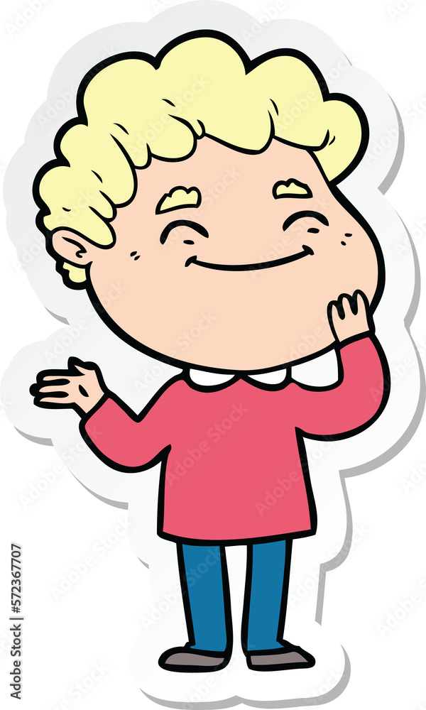 sticker of a cartoon friendly man