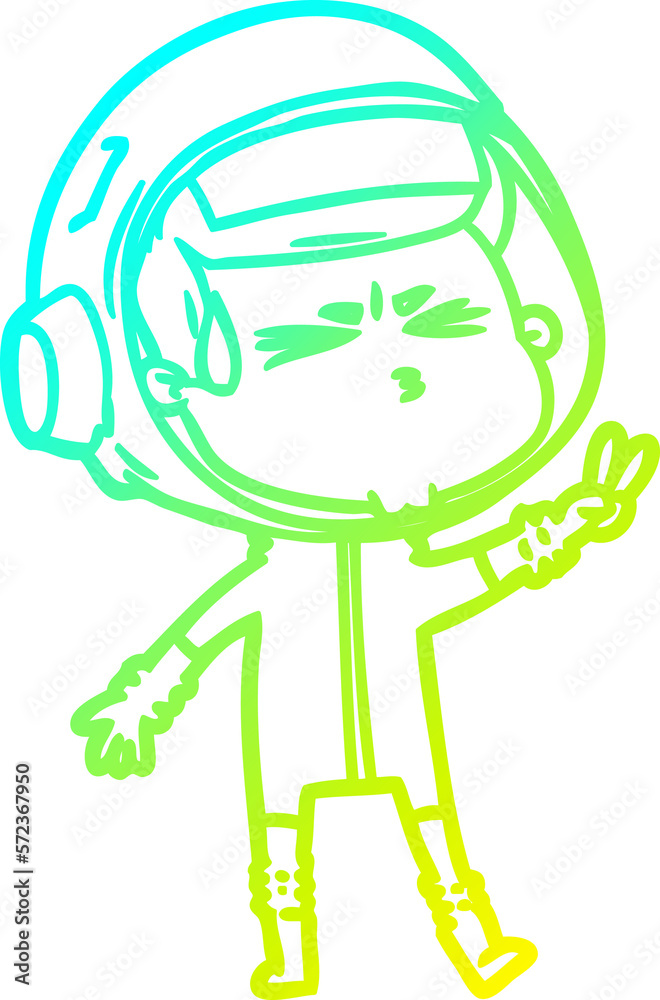 cold gradient line drawing cartoon stressed astronaut cold gradient line drawing cartoon stressed astronaut
