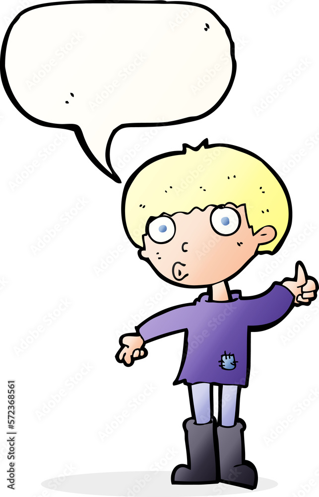 cartoon boy asking question with speech bubble cartoon boy asking question with speech bubble