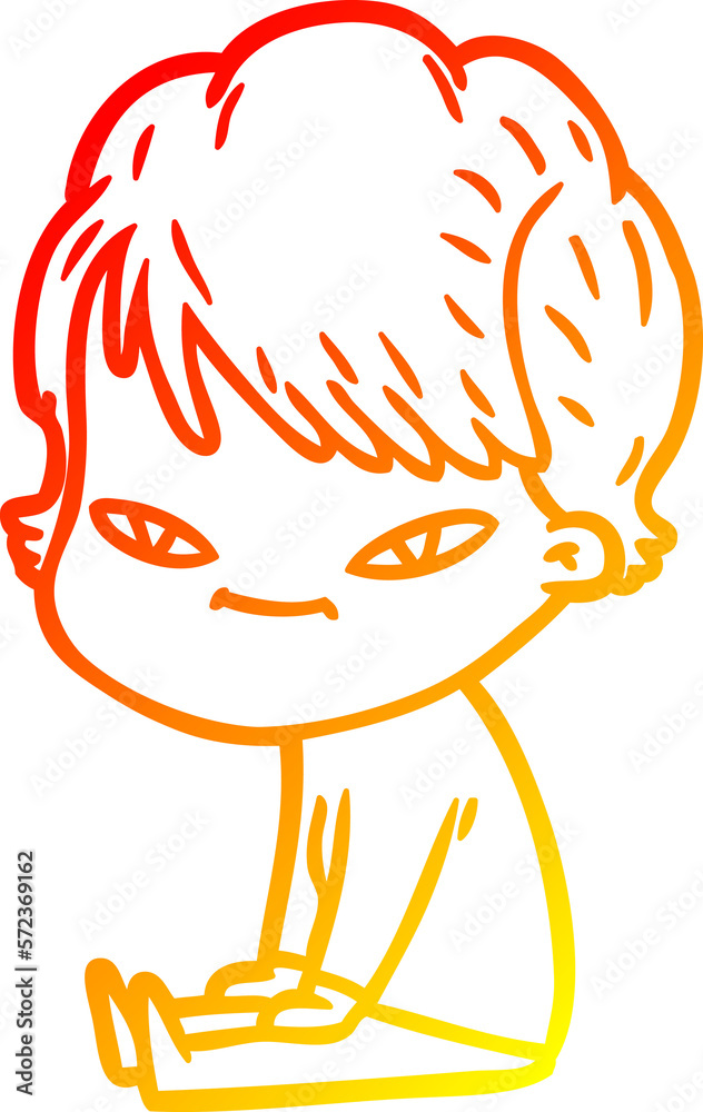 warm gradient line drawing cartoon happy woman warm gradient line drawing cartoon happy woman