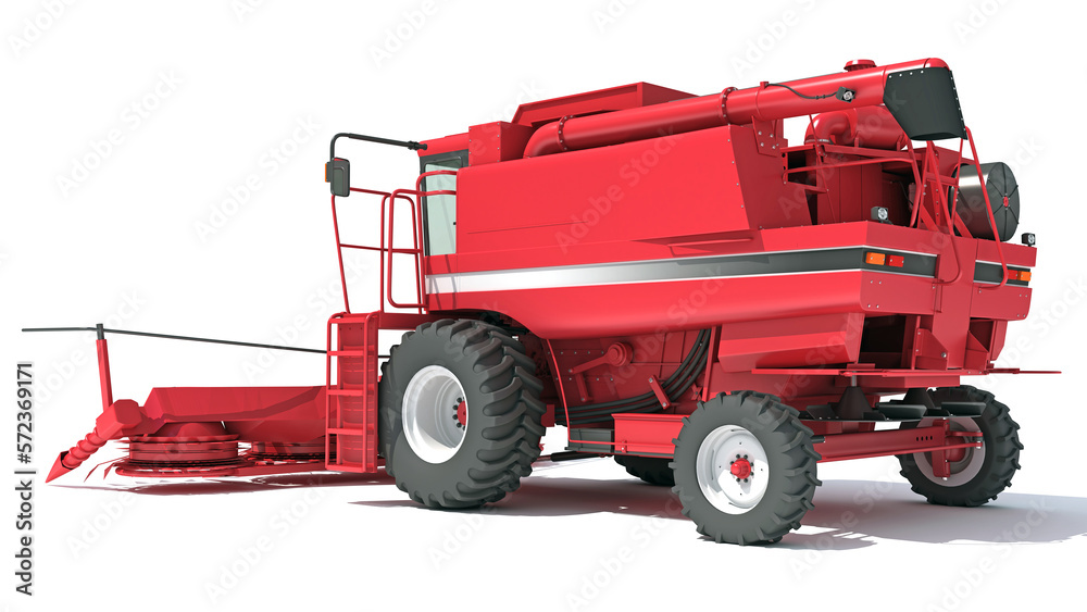 Combine Harvester 3D rendering on white background Combine Harvester 3D rendering on white background