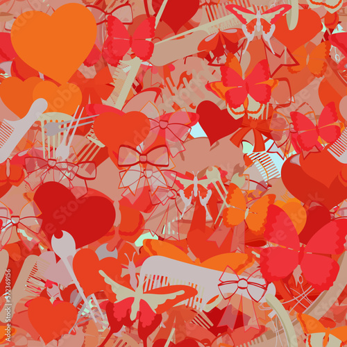 Background pattern abstract design texture. Seamless. Theme is about romance, ribbons, graphic, claw, exotic, colorful, raker, wild, spring, tropical, hair clips, Red Admiral, background