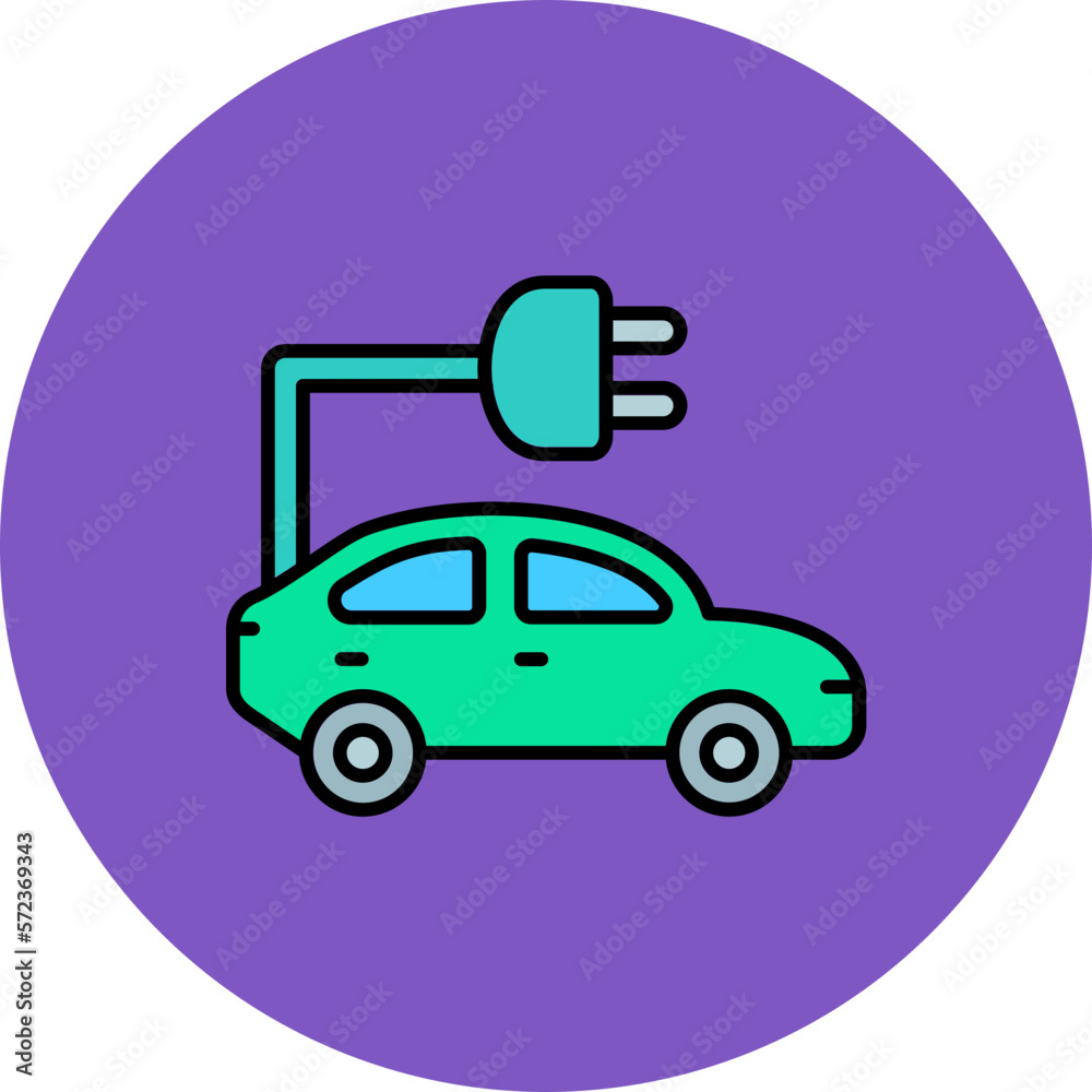 Electric Car Multicolor Circle Filled Line Icon Electric Car Multicolor Circle Filled Line Icon
