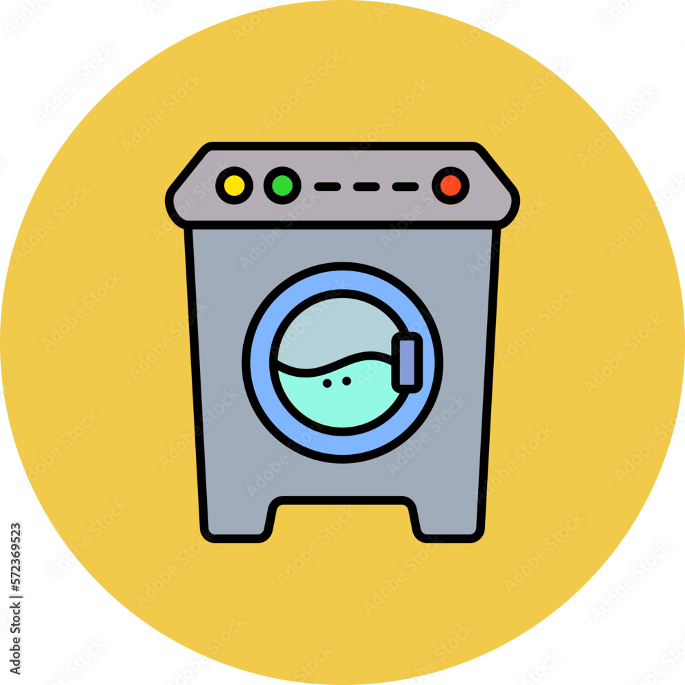 Washing Machine Multicolor Circle Filled Line Icon Washing Machine Multicolor Circle Filled Line Icon
