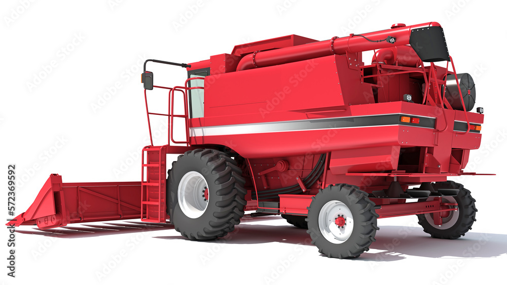 Combine Harvester 3D rendering on white background Combine Harvester 3D rendering on white background
