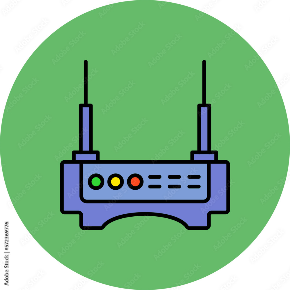 Router Multicolor Circle Filled Line Icon Router Multicolor Circle Filled Line Icon