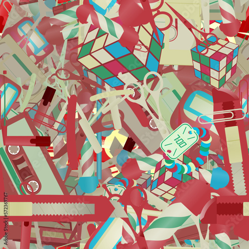 Background pattern abstract design texture. Seamless. Theme is about VHS, barber, razor blade, straight razor, cassette, office, salon, clip, accounting, scissors, shaving, cutter, video