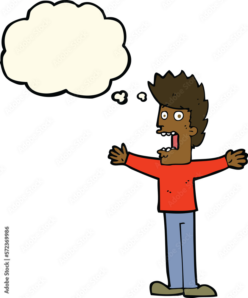 cartoon terrified man with thought bubble cartoon terrified man with thought bubble