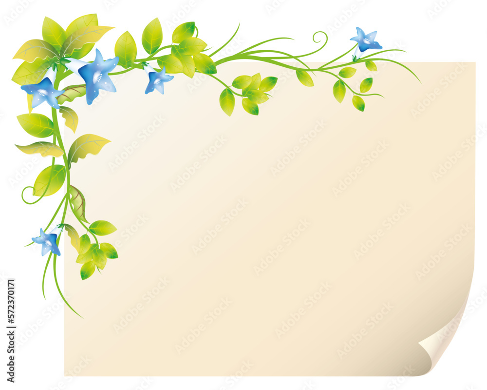 sand paper writing notes with blue floral template banner