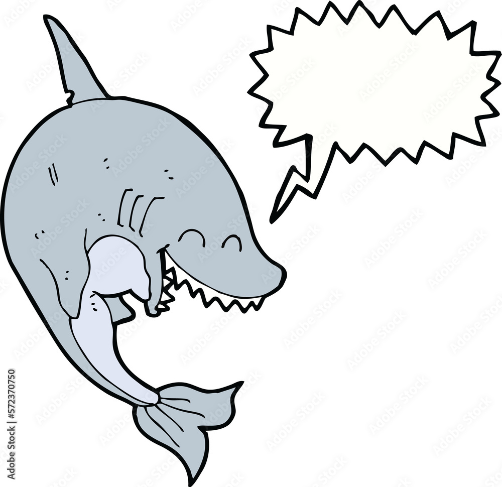 Fototapeta premium cartoon shark with speech bubble