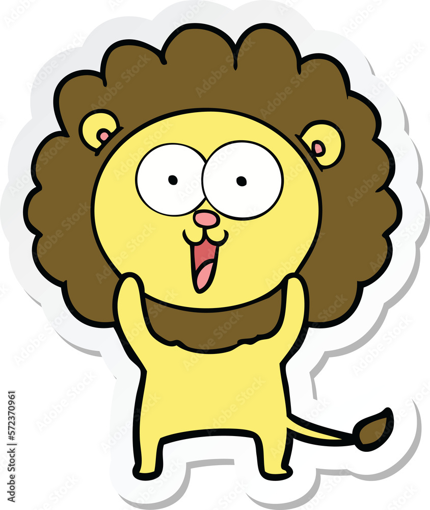 Obraz premium sticker of a happy cartoon lion