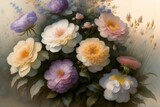 Water Color Vintage Artwork, Muted Colors Flowers, Muted Art, Vintage Painting