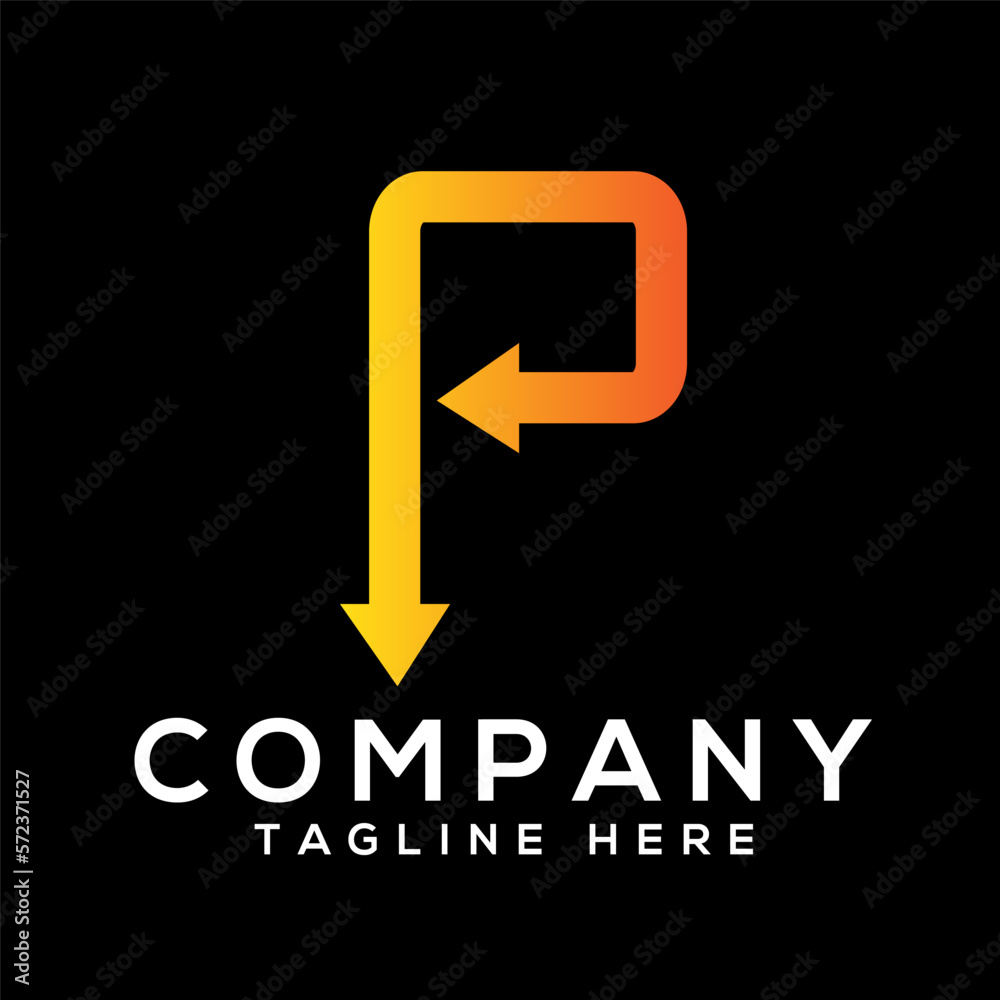 Letter P logo design with arrow. Letter P logo design with arrow.