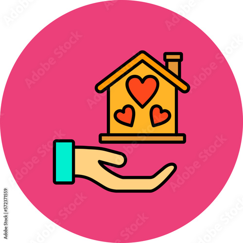 Homeless Multicolor Circle Filled Line Icon