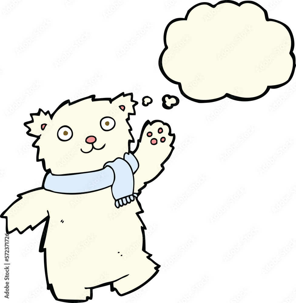 cartoon teddy bear wearing scarf with thought bubble cartoon teddy bear wearing scarf with thought bubble