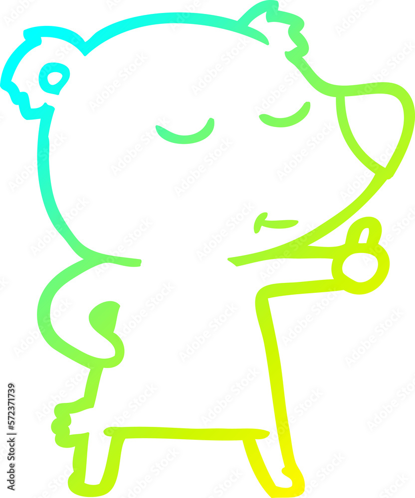 cold gradient line drawing happy cartoon bear giving thumbs up cold gradient line drawing happy cartoon bear giving thumbs up