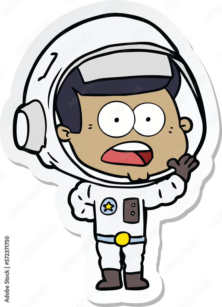 sticker of a cartoon surprised astronaut
